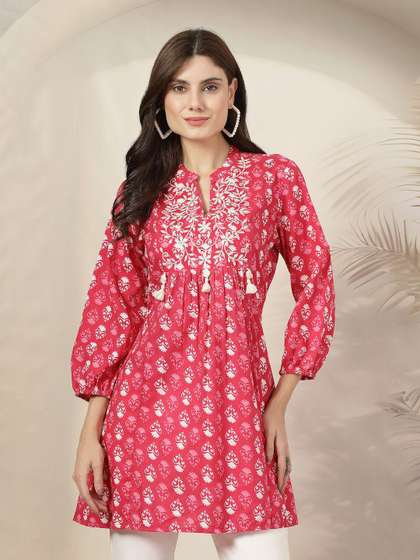 Nayam By Lakshita Mandarin Collar Printed Bohemian Tunic