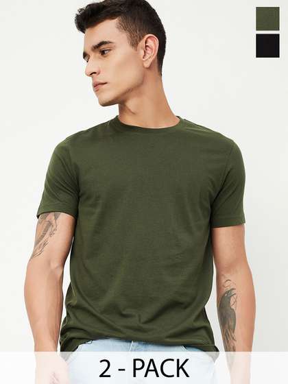 max Max Pack of 2 Men Solid T-shirt