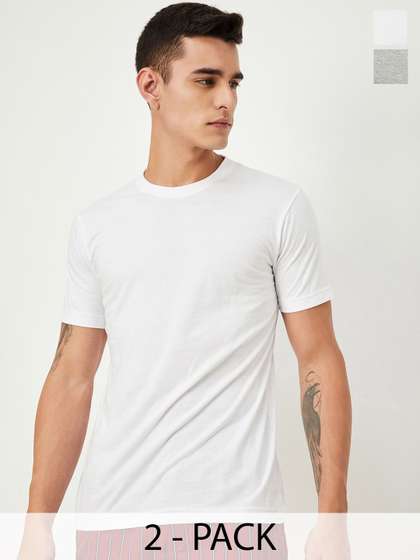 max Max Pack of 2 Men Solid T-Shirt