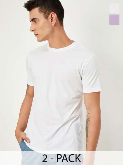 max Max Pack of 2 Men Solid T-shirt