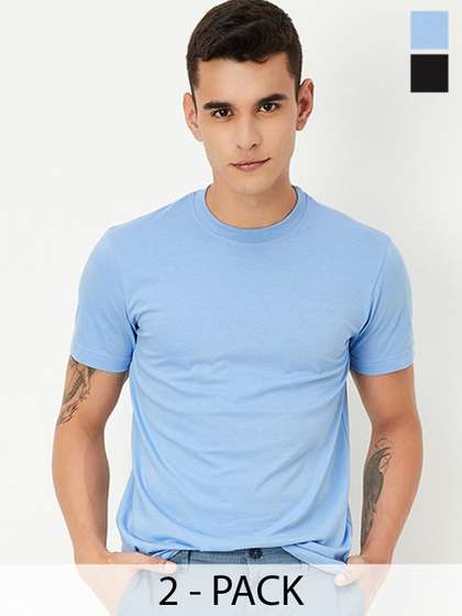 max Max Men Pack of 2 Solid Cotton T-Shirt