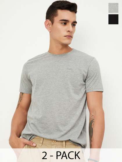max Men Pack of 2 Solid T-shirt