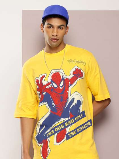 Kook N Keech Men Spider-Man Printed Oversized Pure Cotton T-shirt