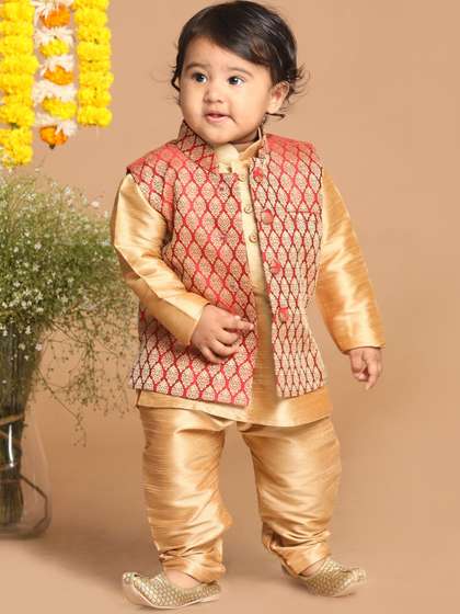VASTRAMAY Boys Woven Design Nehru Jacket