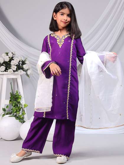 misbis Girls Floral
                    Embroidered Regular Thread Work Kurti with Palazzos
                    & With Dupatta