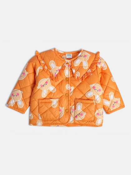 MINI KLUB Girls Crop
                      Quilted Jacket with Embroidered