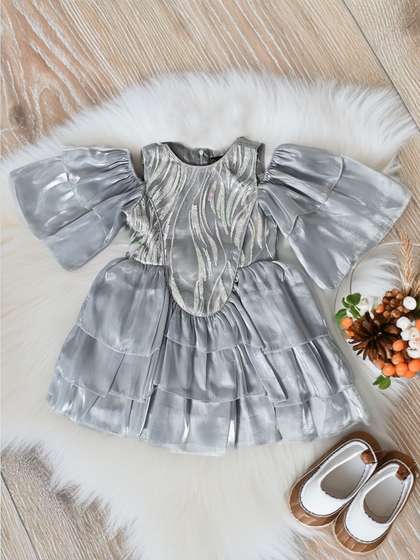 Bella Moda Girls Satin
                      Double Flayer Dress