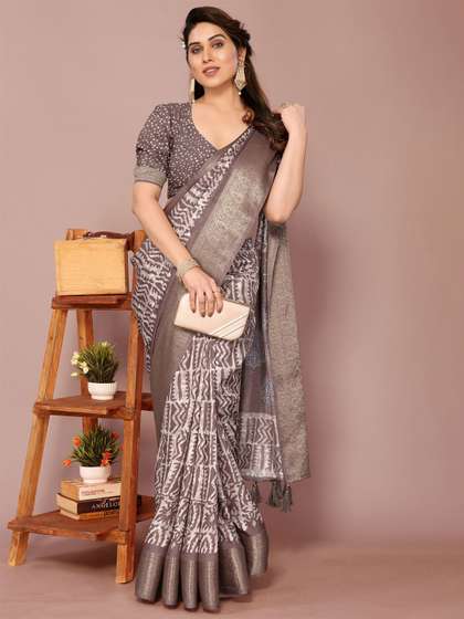KALINI Silk Blend
                        Batik Zari Woven Design Festive Saree