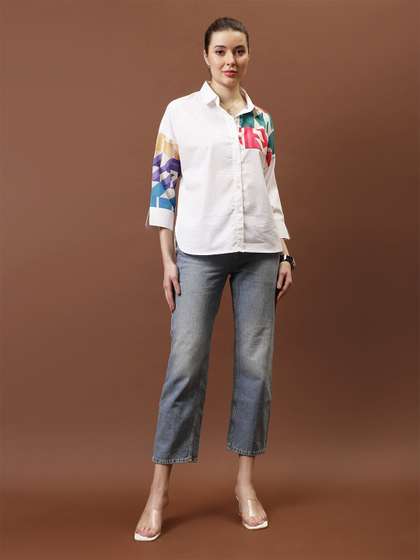 Athena Immutable
                        Print Applique Cotton Shirt Style Top