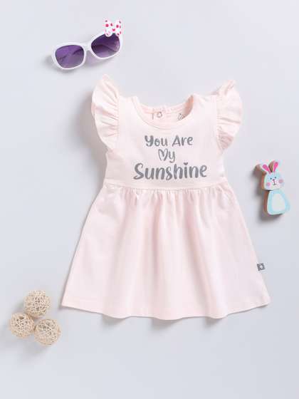 YK X Tinyo Infant Girls
                    Typography Printed Flutter Sleeve Fit & Flare
                    Dress