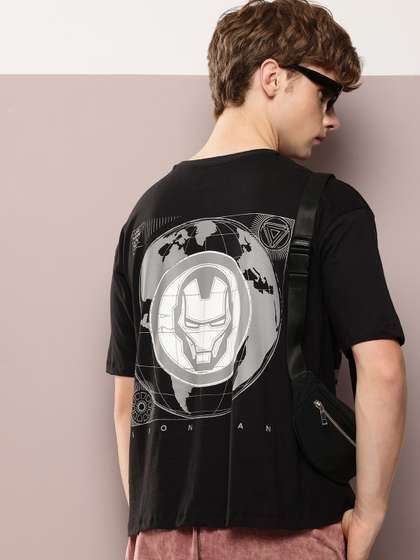 Kook N Keech Marvel Iron Man Printed Drop-Shoulder Sleeves Pure Cotton Oversized T-shirt