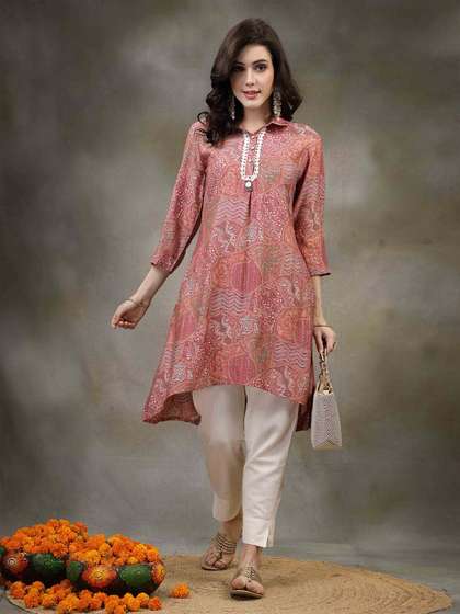 Nayam By Lakshita
                        Ethnic Motifs Printed Shirt Collar Lace Insert
                        A-Line Kurta
