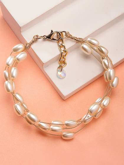 Bohey by KARATCART
                        Gold Plated Pearls Multistrand Bracelet