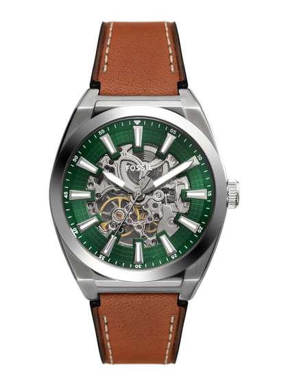 Fossil Men Everett
                    Skeleton Leather Analogue Automatic Watch ME3261