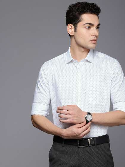 Louis Philippe Pure Cotton Slim Fit Geometric Printed Formal Shirt