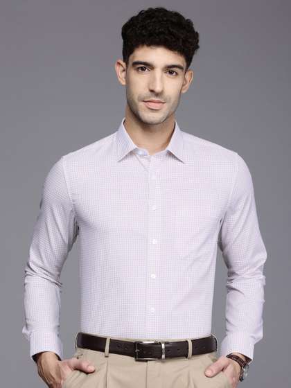 Louis Philippe Slim Fit Self Checked Pure Cotton Formal Shirt