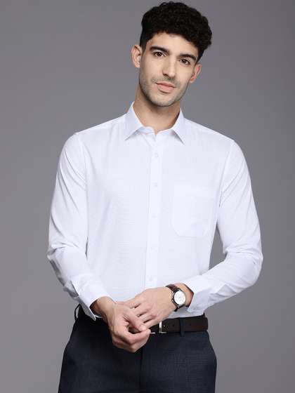 Louis Philippe Slim Fit Self Checked Pure Cotton Formal Shirt