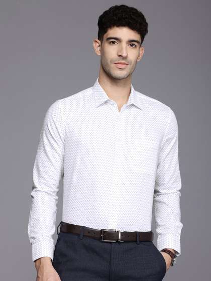 Louis Philippe Slim Fit Geometric Printed Pure Cotton Formal Shirt