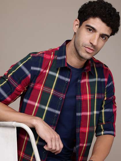 Nautica Slim Fit Opaque Checked Pure Cotton Casual Shirt