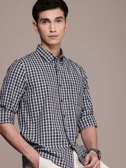 Nautica Pure Cotton Slim Fit Opaque Checked Casual Shirt