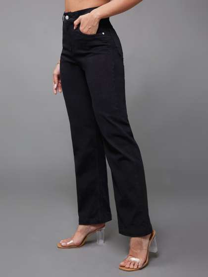 Miss Chase Women Straight High Rise Regular-Length Stretchable Denim Jeans