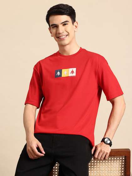 Mast & Harbour Printed Drop-Shoulder Sleeves T-shirt