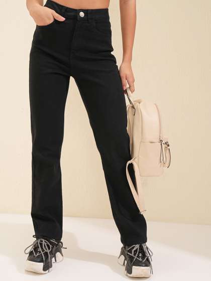 Tokyo Talkies Women Straight Fit High-Rise Light Fade Stretchable Jeans