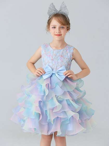 JC SPARKLE Girls Ombre
                    Fit & Flare Layered Dress