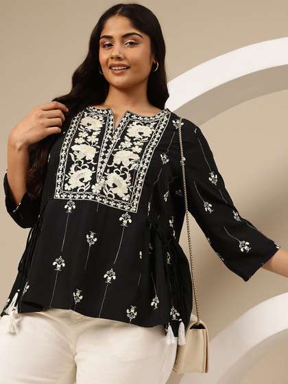 Sztori Plus Size Tie-Up Detail Kurti