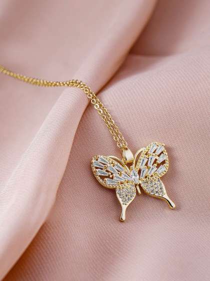 Rubans 18K GoldPlated Stainless Steel TarnishFree Waterproof CZ Demi-Fine Necklace