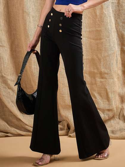 SASSAFRAS Women
                        Smart Flared High-Rise Trousers