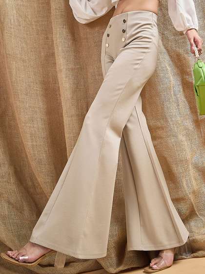 SASSAFRAS Women
                        Smart Flared High-Rise Trousers