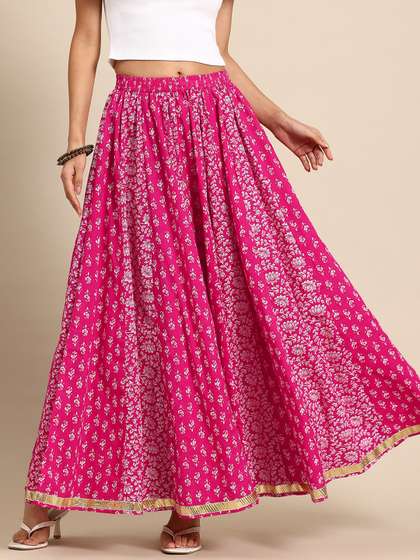 anayna Floral
                        Printed Pure Cotton Flared Maxi Skirt