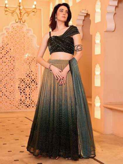 PURVAJA Embellished
                        Sequinned Ready to Wear Lehenga & Unstitched
                        Blouse With Dupatta