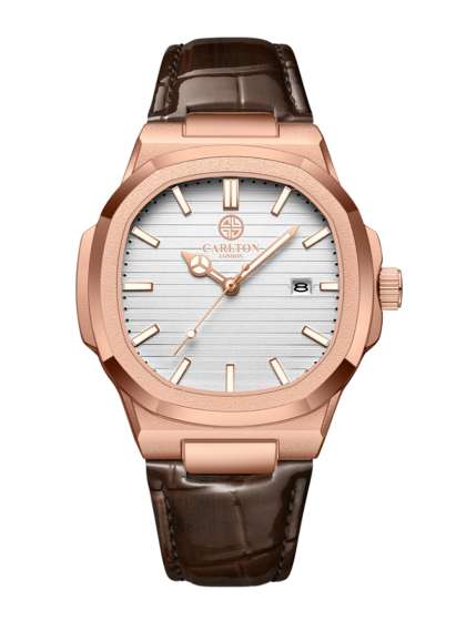 Carlton London Men Dial & Leather Bracelet Style Straps Analogue Watch CLLRGNM