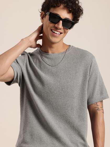 HERE&NOW Self Design Pure Cotton T-shirt