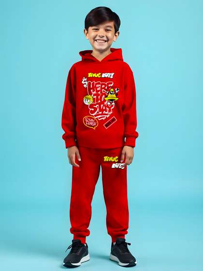 HERE&NOW Boys
                      Printed Hooded Long Sleeves Cotton Blend T-shirt
                      With Trousers