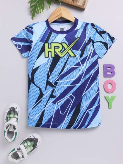 HRX by Hrithik Roshan Boys Abstract Printed Rapid-Dry T-shirt