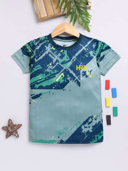 HRX by Hrithik Roshan Boys Abstract Printed Rapid-Dry T-shirt