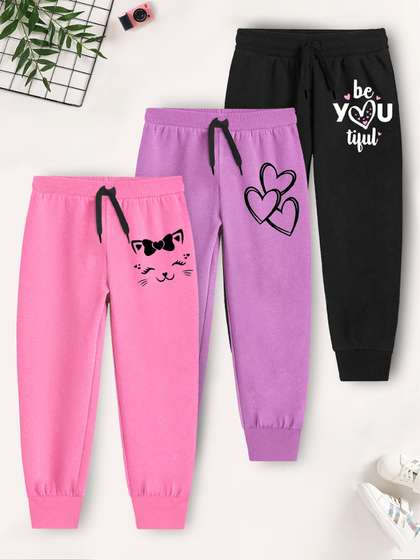 YK X Trampoline Girls Pack Of 3 Joggers
