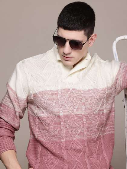 Roadster Men Cable
                        Knit Colourblocked Pullover
