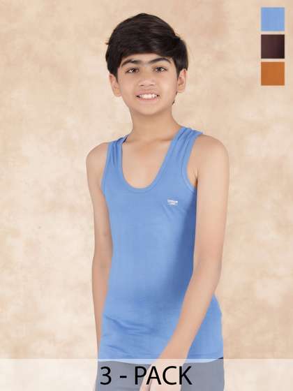 Dollar Boy Undershirt
                    Round Neck Solid Innerwear Vests Pack Of 3