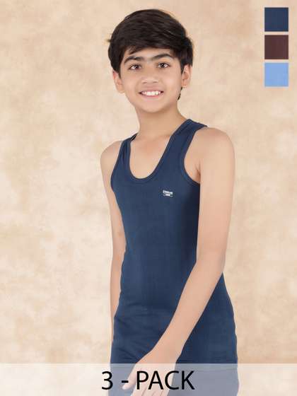 Dollar Boys Pack Of 3
                      Assorted Combed Cotton Innerwear Vests