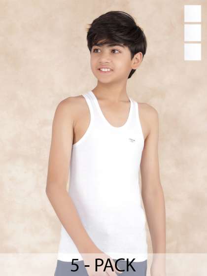 Dollar Boys Pack Of 5
                    Cotton Innerwear Vests MLHVE-01-K-WHT-PO5