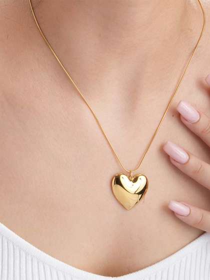 PALMONAS Gold
                          Plated Stainless Steel Heart Shaped Pendant
                          With Chain