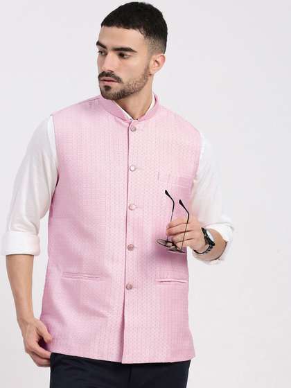 SHOWOFF Men Woven Design Nehru Jacket