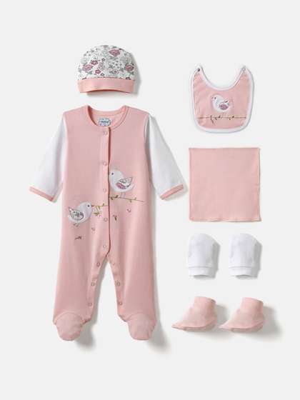 Nauti Nati Infant Pack
                    Of 6 Pure Cotton Baby Apparel Gift Set