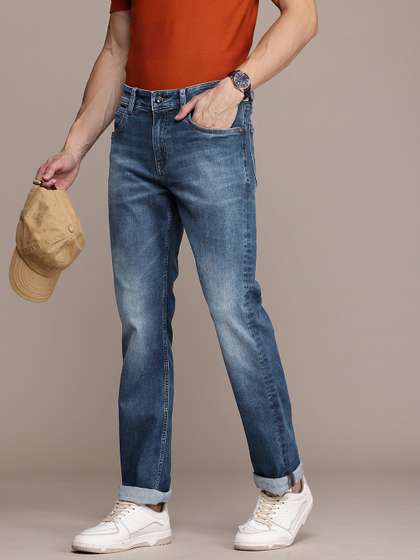 Nautica Men Straight Fit Low-Rise Heavy Fade Stretchable Jeans