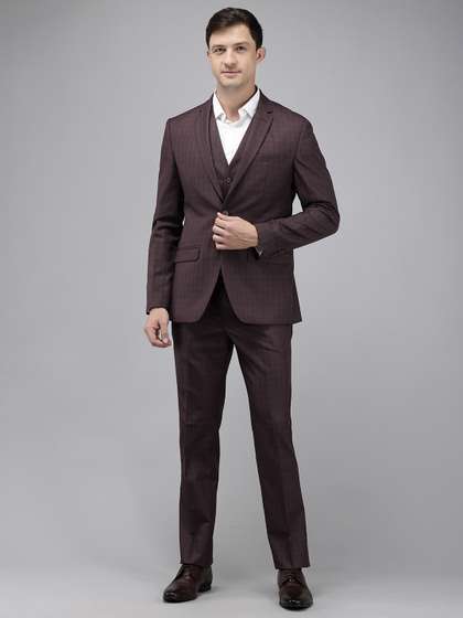 Park Avenue Super
                        Slim Fit Checked 3 Piece Formal Suit