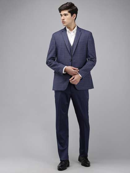 Park Avenue Super
                        Slim Fit Checked 3 Piece Formal Suit